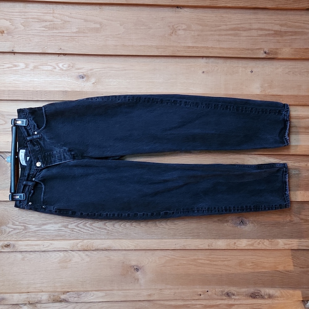 Abercrombie & Fitch Dad High Rise Curve Love Straight Jeans, Size 8, Black Wash